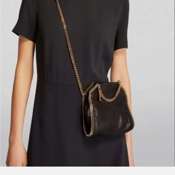 Stella McCartney Black Bag with Gold Chain Falabella Tiny Tote Bag New - Picture 2 of 7